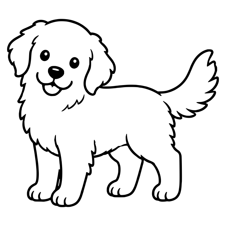 Standing Golden Retriever Puppy Facing Left with Tail Up — free animal SVG cut file