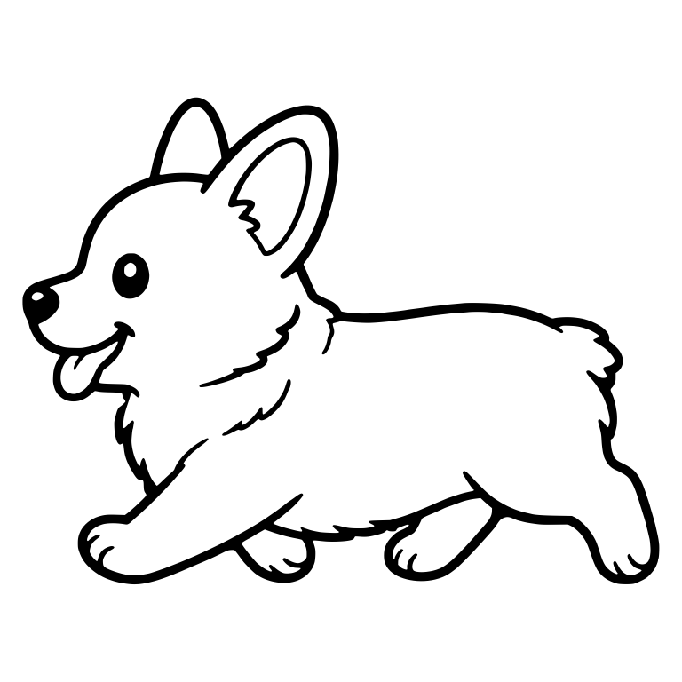 Trotting Corgi Side View With Tongue Out — free animal SVG cut file