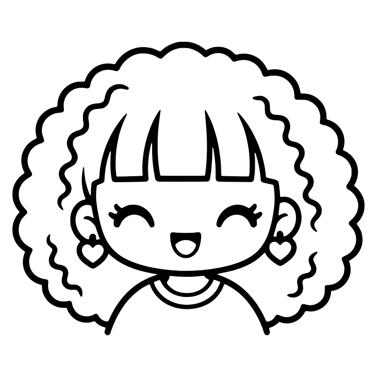 Laughing Girl with Big Curly Afro and Heart Earrings — free characters SVG cut file