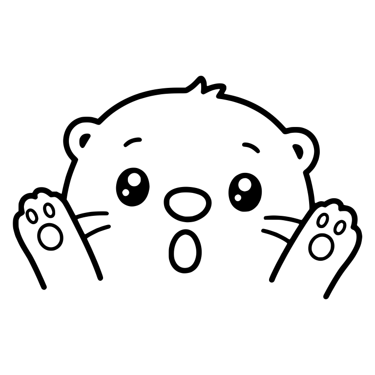 Surprised Otter Peeking With Paws Raised — free animal SVG cut file