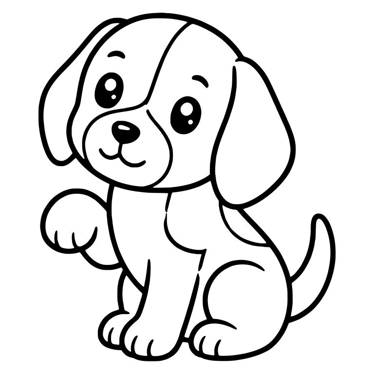 Sitting Beagle Puppy Waving One Paw With Head Tilted — free animal SVG cut file