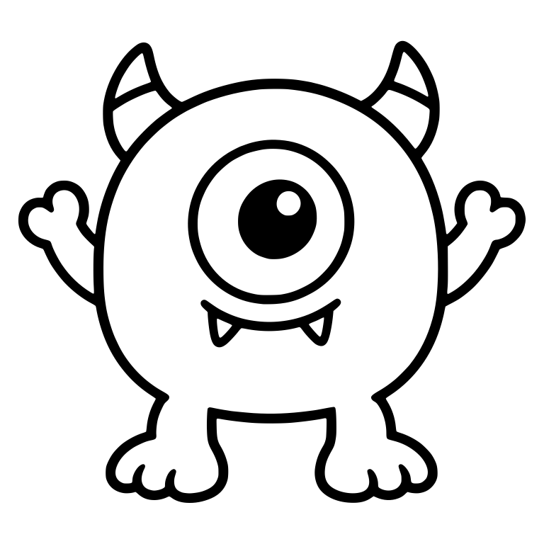 Round One-Eyed Monster With Striped Horns And Big Feet — free fantasy-creature SVG cut file