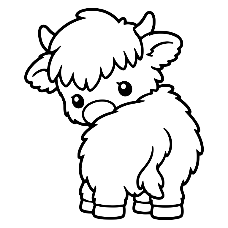 Highland Calf Seen From Behind Looking Back — free animal SVG cut file