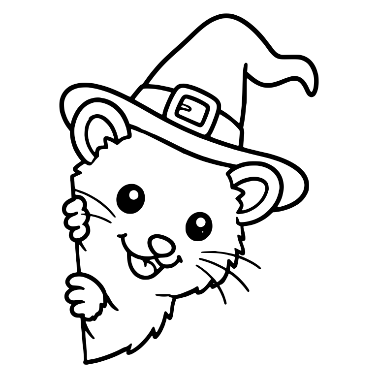 Opossum in Witch Hat Peeking Around a Corner — free animal SVG cut file