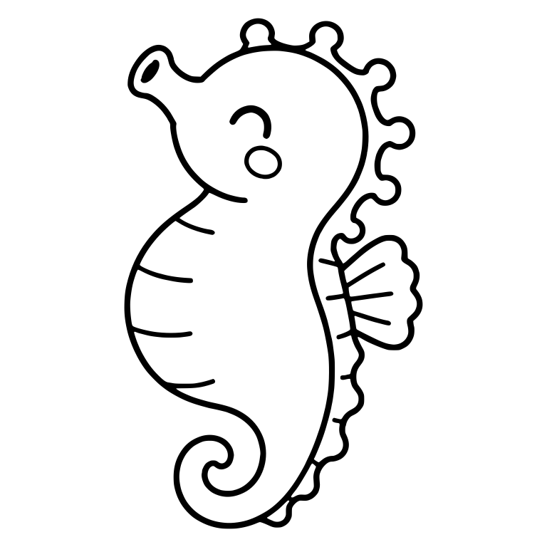 Pot-Bellied Kawaii Seahorse with Tilted Head and Blush — free animal SVG cut file
