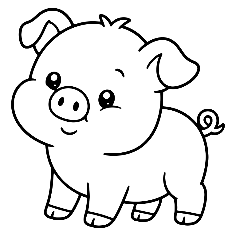 Standing Piglet With Hair Tuft and Smile — free animal SVG cut file