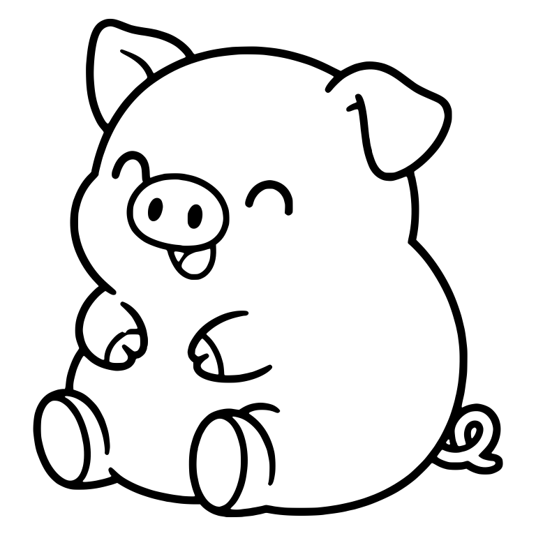 Chubby Round Piglet Sitting and Winking — free animal SVG cut file