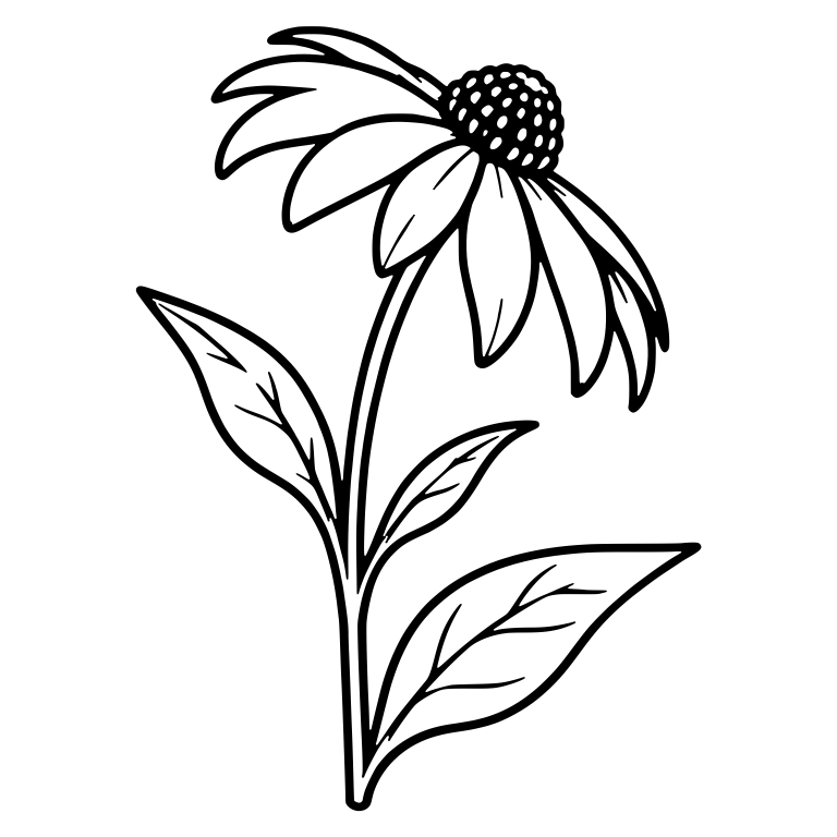 Leaning Black Eyed Susan With Three Leaves — free floral SVG cut file