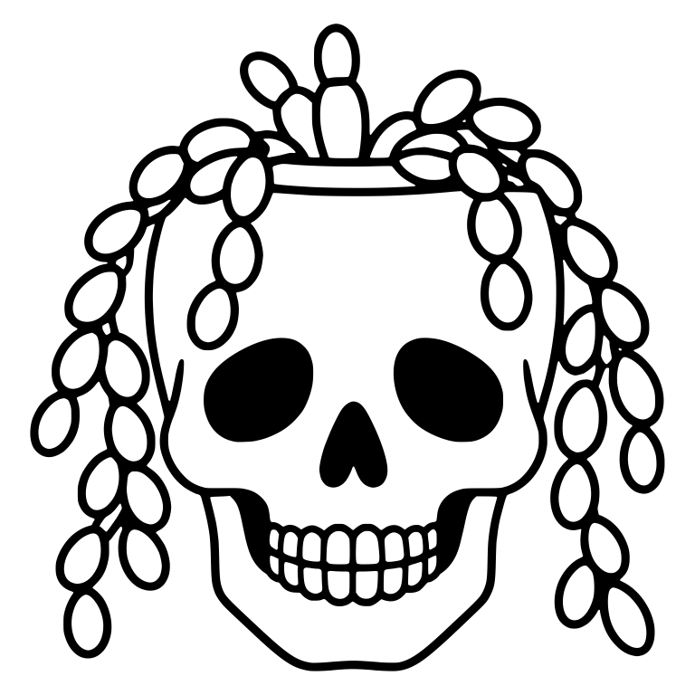Skull Planter With Cactus Sprouts And Trailing Segments — free skeleton SVG cut file