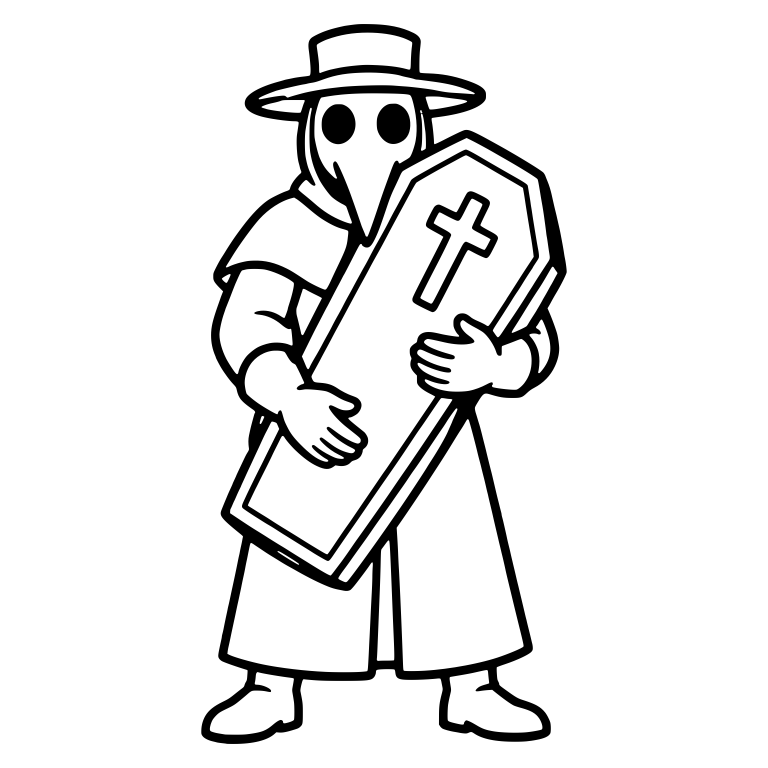Plague Doctor Hugging Upright Coffin — free characters SVG cut file