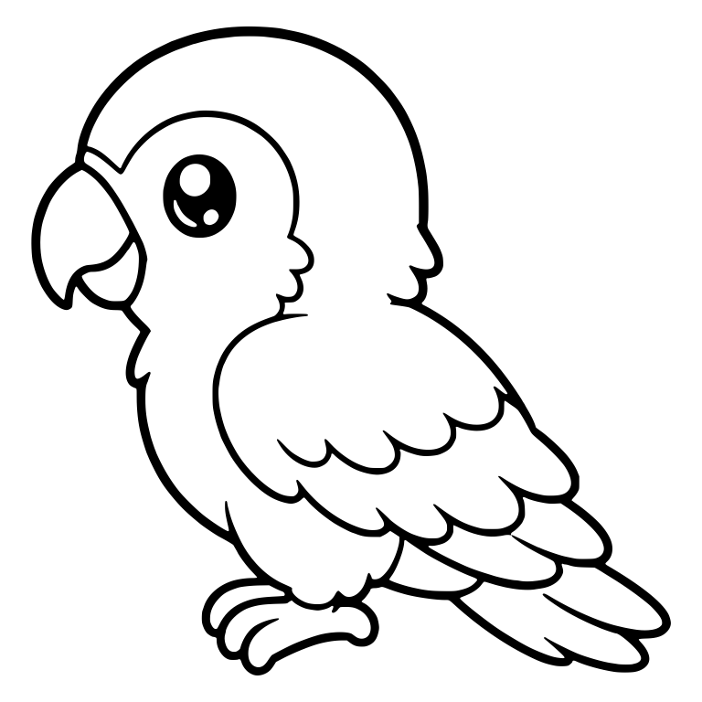 Parrot Facing Left With Head Cap And Big Shiny Eye — free animal SVG cut file