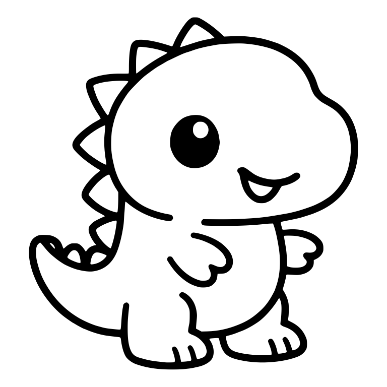 Baby Dinosaur With Big Shiny Eye And Tongue Smile — free animal SVG cut file