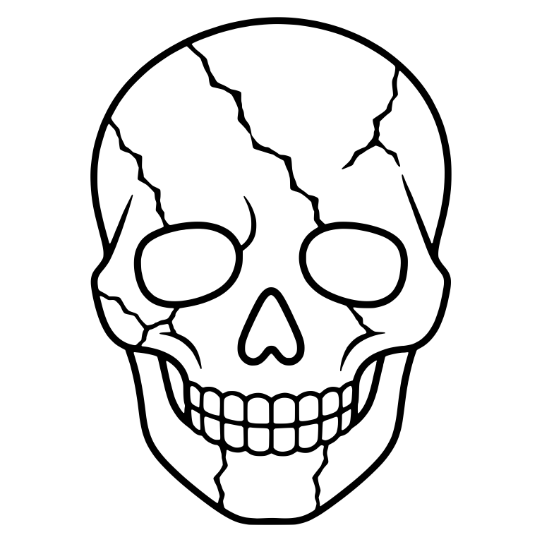 Cracked Skull With Long Zigzag Fractures — free skeleton SVG cut file