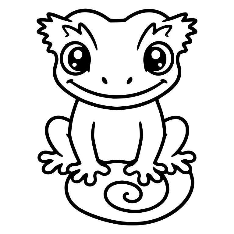 Sitting Crested Gecko With Tufted Head And Spiral Tail — free animal SVG cut file