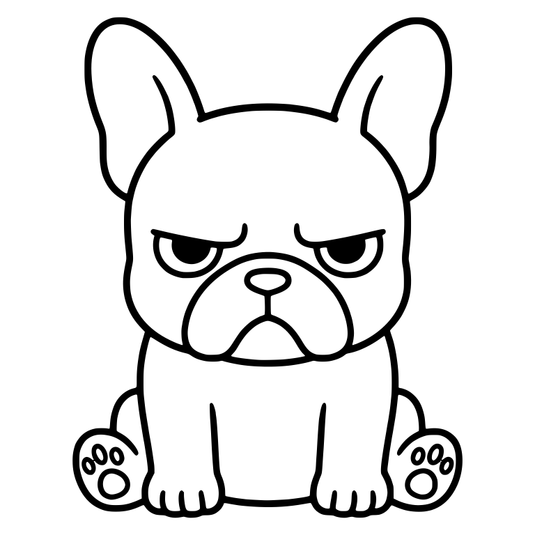 Scowling French Bulldog Sitting With Paw Pads — free animal SVG cut file