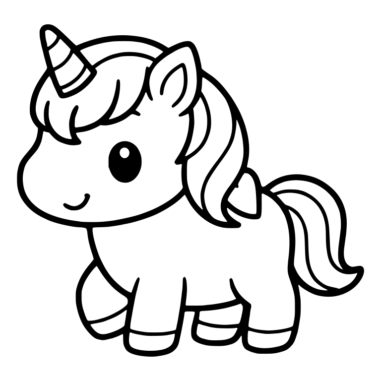 Little Unicorn Walking Left with Swishing Tail — free fantasy-creature SVG cut file