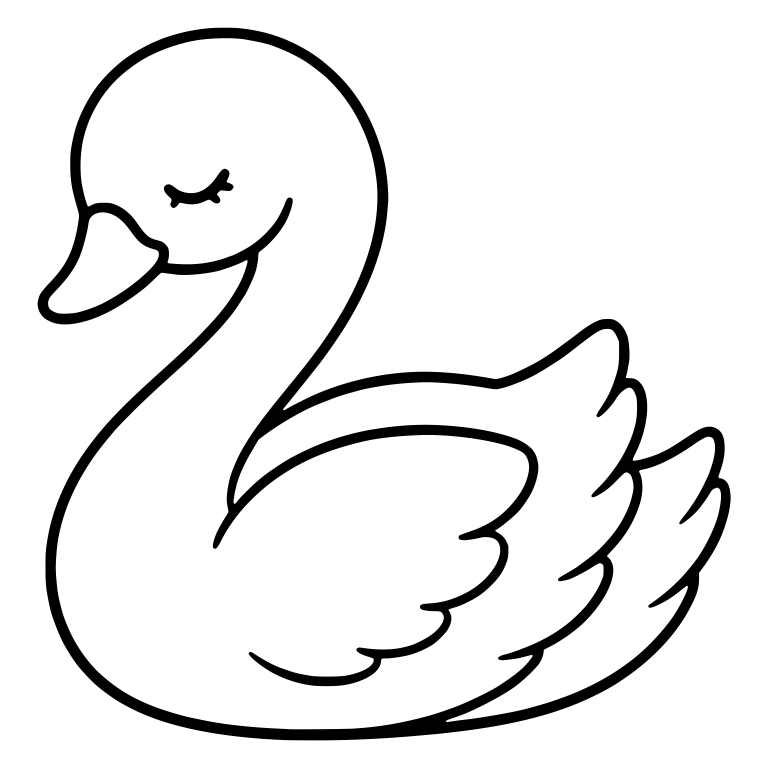 Kawaii Sleepy Swan With Long Beak and Pointed Tail — free animal SVG cut file