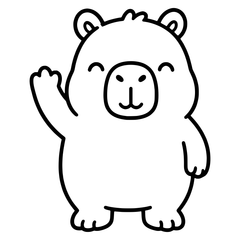 Smiling Capybara Standing and Waving with Closed Eyes — free animal SVG cut file