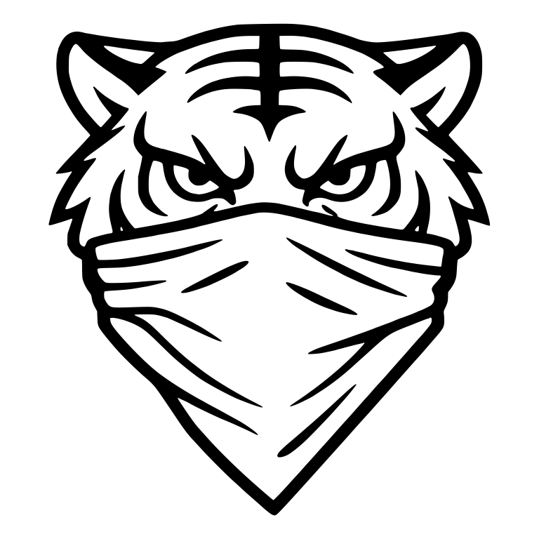 Tiger Head Wearing A Bandana Mask With Fierce Eyes — free animal SVG cut file