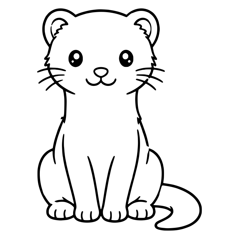 Kawaii Ferret Sitting With Whiskers And Curled Tail — free animal SVG cut file