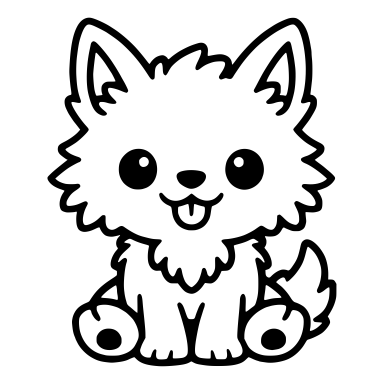 Wolf Pup Sitting With Paw Pad Feet and Tongue Out — free animal SVG cut file