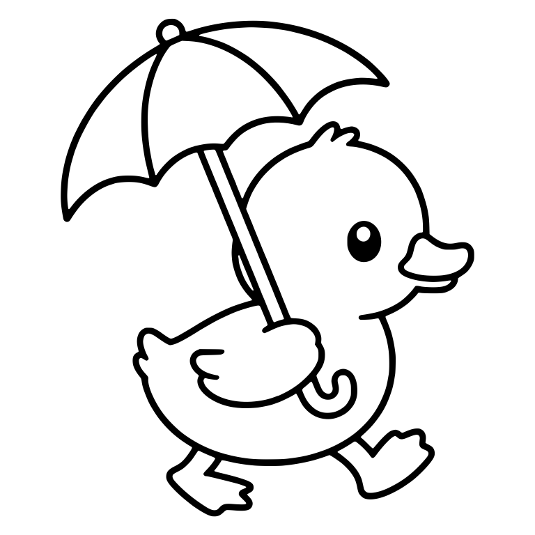 Duckling Strolling Right With Tilted Umbrella — free animal SVG cut file