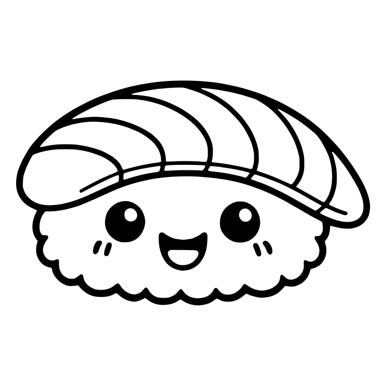 Kawaii Nigiri Sushi With Round Eyes And Open Smile — free food SVG cut file