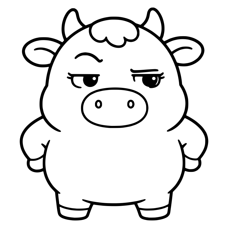 Sassy Chubby Cow Standing With Hands on Hips — free animal SVG cut file