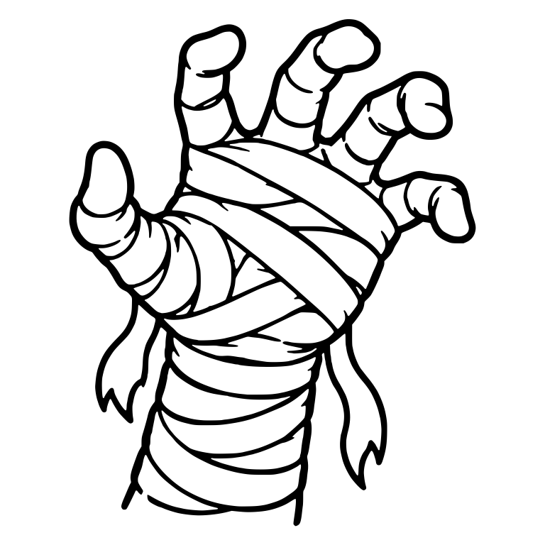 Raised Mummy Hand With Curled Claw Fingers and Side Tails — free fantasy-creature SVG cut file