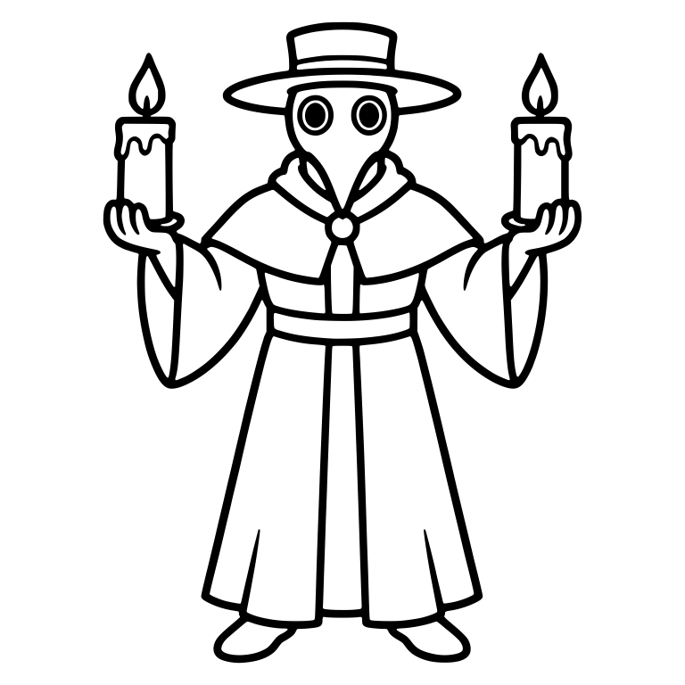 Plague Doctor Holding Two Lit Candles — free characters SVG cut file