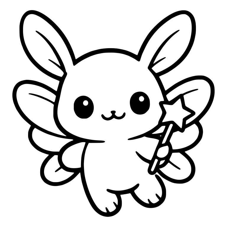 Flying Fairy Bunny With Four Wings and Star Wand — free animal SVG cut file