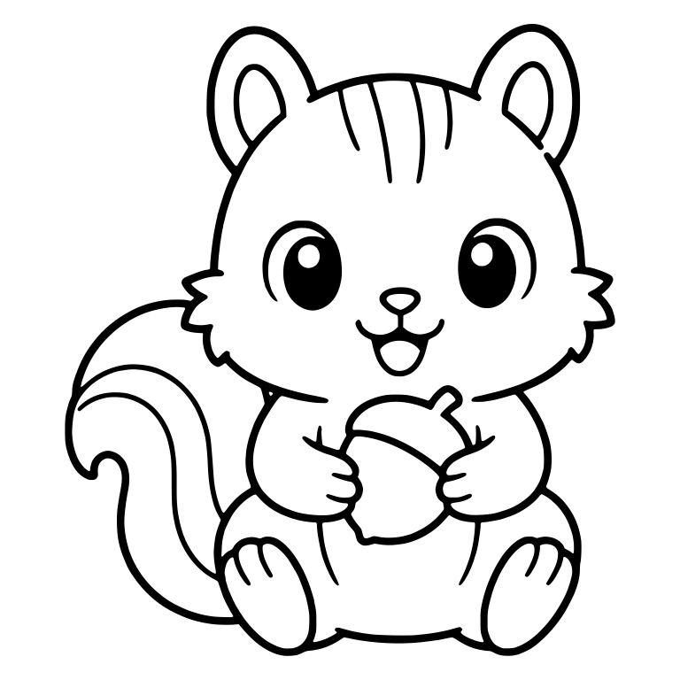 Striped Squirrel Sitting With an Acorn and Striped Tail — free animal SVG cut file