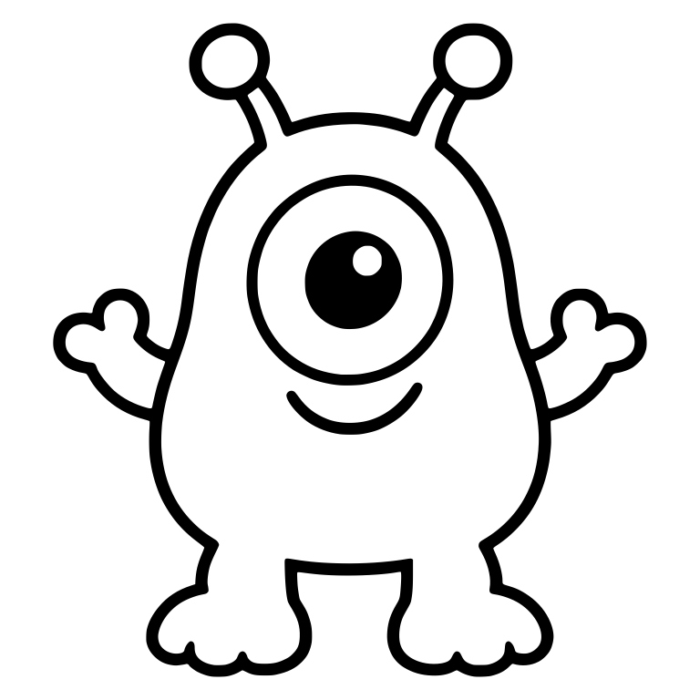 Smiling One-Eyed Monster With Ball Antennae And Big Feet — free fantasy-creature SVG cut file