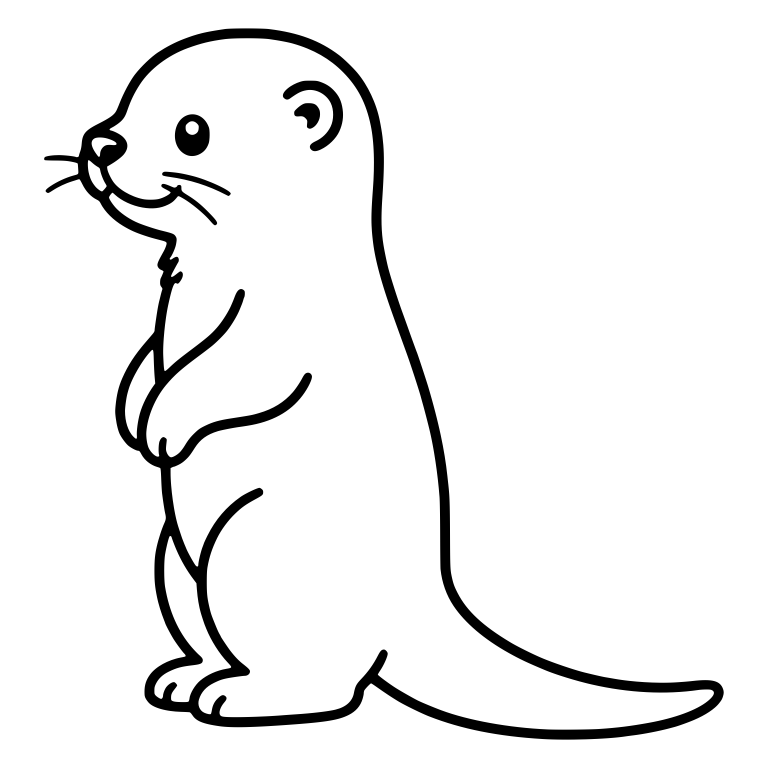 Kawaii Otter Standing Upright in Side View — free animal SVG cut file