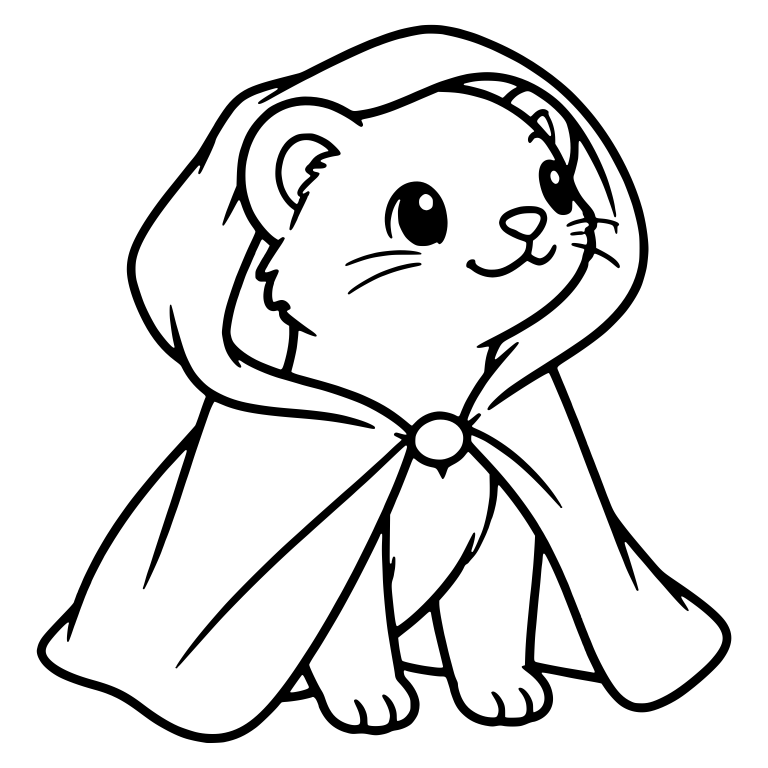 Curious Ferret Looking Up in Hooded Cloak — free animal SVG cut file