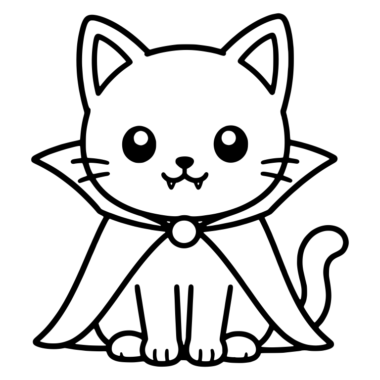 Sitting Vampire Cat With Open Cape and Tiny Fangs — free animal SVG cut file