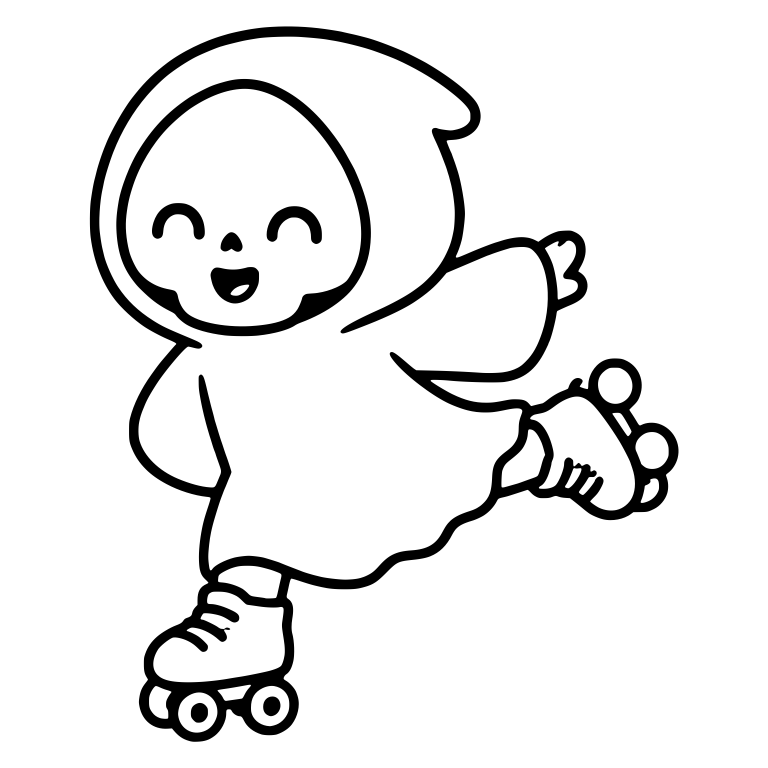 Smiling Kawaii Grim Reaper Gliding on Roller Skates — free characters SVG cut file