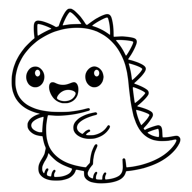 Happy Baby Dinosaur Facing Left With Back Spikes — free animal SVG cut file
