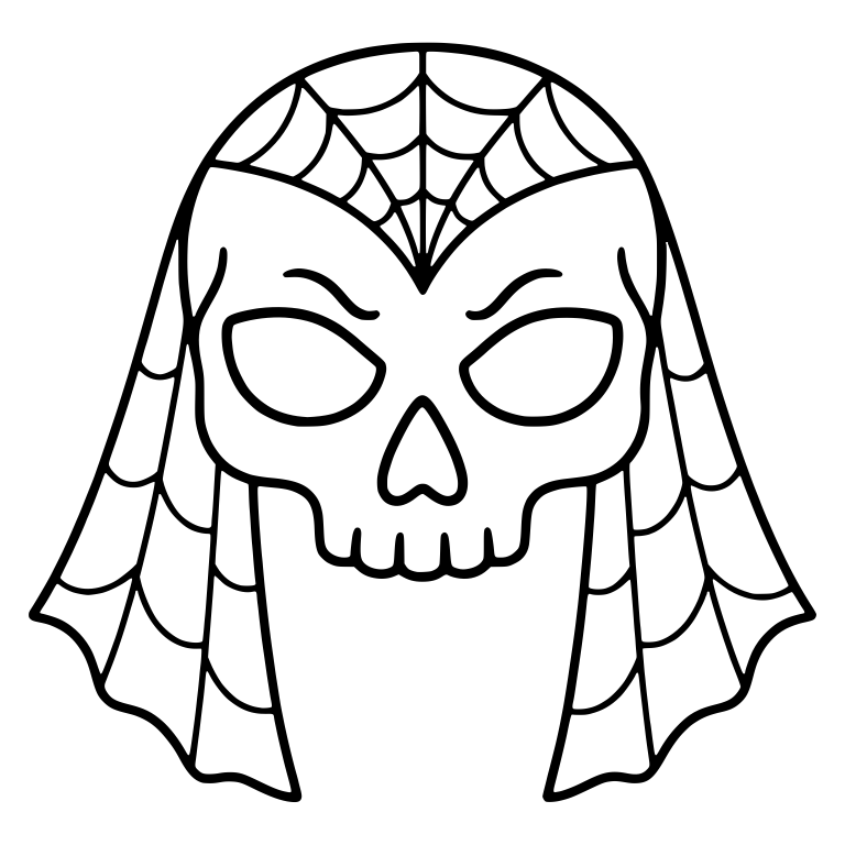 Skull Mask With Cobweb Crown and Hanging Web Veil — free skeleton SVG cut file