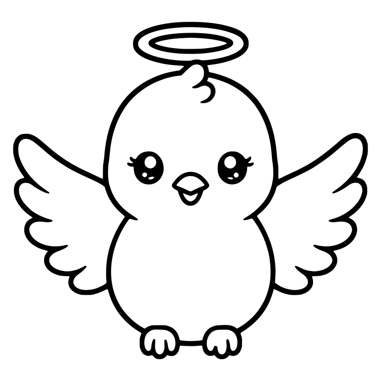 Angel Dove with Halo, Head Tuft and Spread Wings — free animal SVG cut file