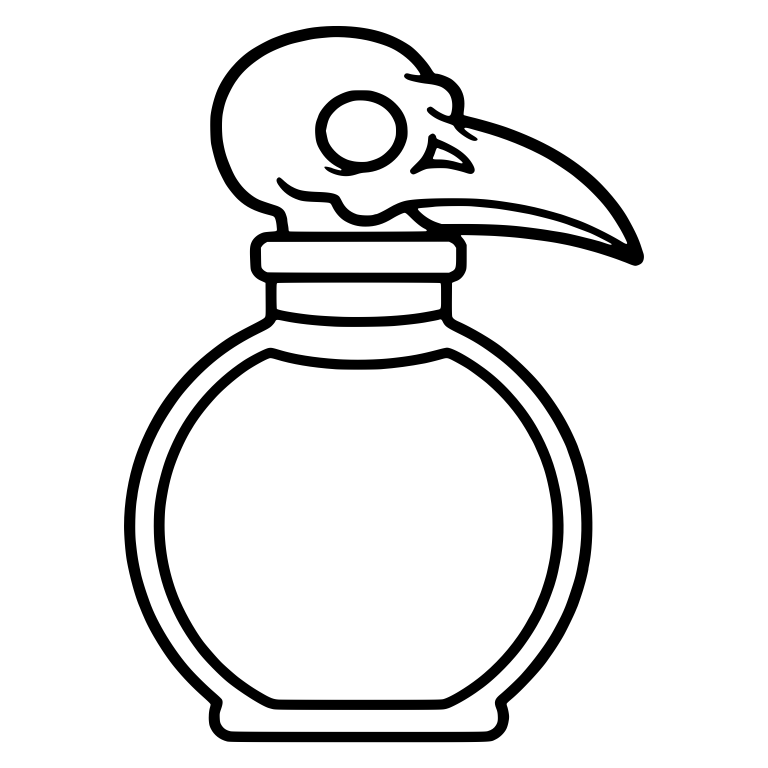 Bird Skull Stopper on Round Empty Bottle — free objects SVG cut file