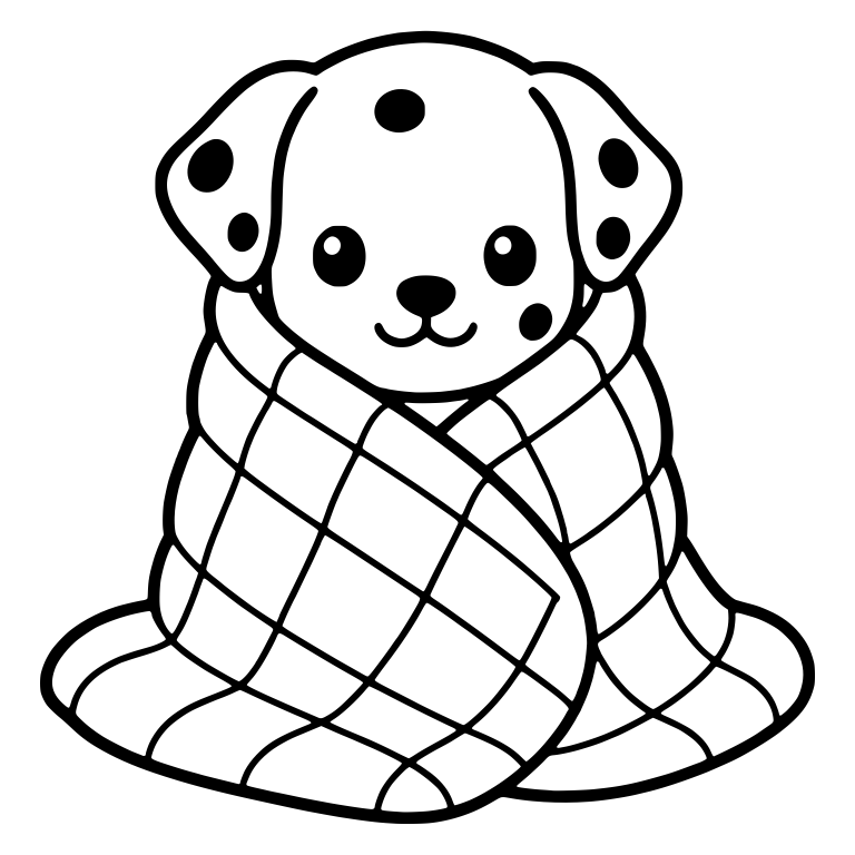 Dalmatian Puppy Wrapped in Checkered Blanket — free animal SVG cut file