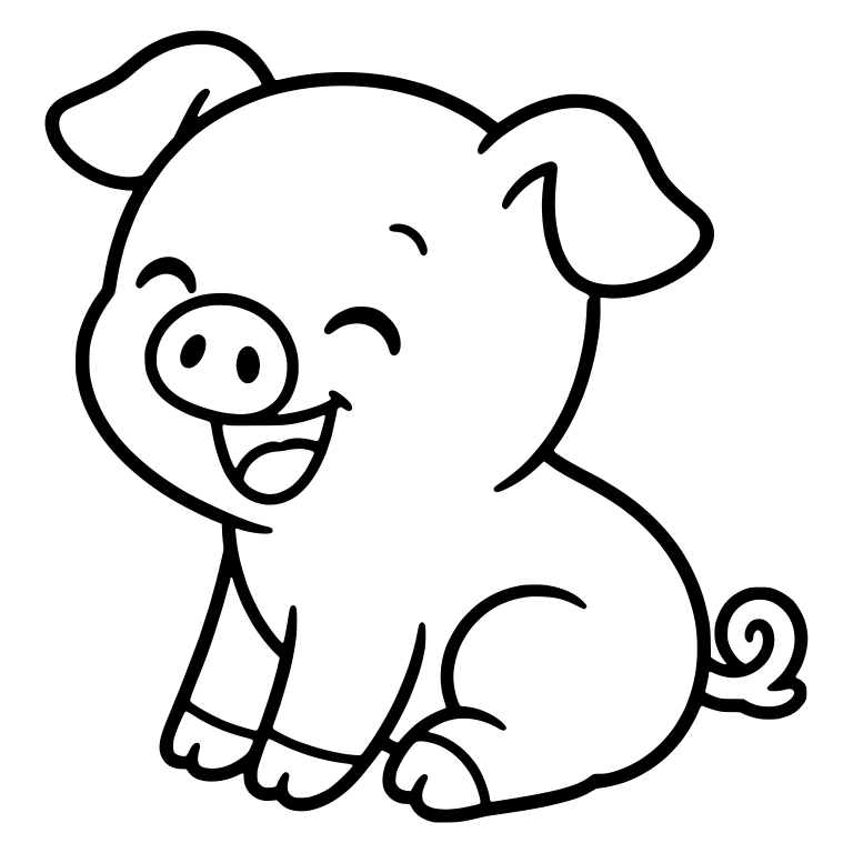 Giggling Piglet Sitting with Curly Tail — free animal SVG cut file