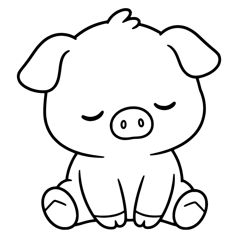 Sleepy Piglet Sitting With Closed Eyes and Big Ears — free animal SVG cut file