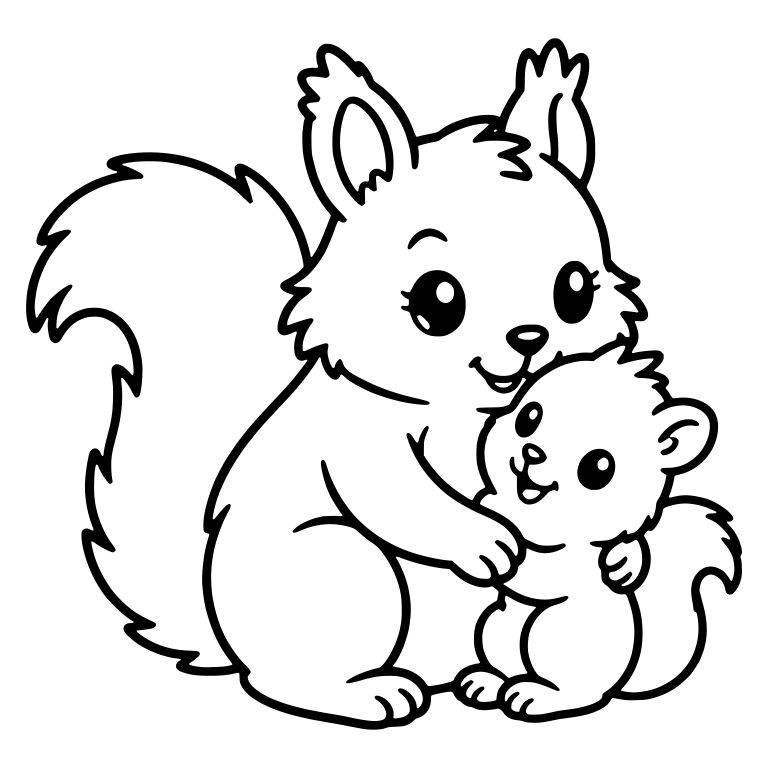 Mother Squirrel Hugging Baby With Tufted Ears — free animal SVG cut file