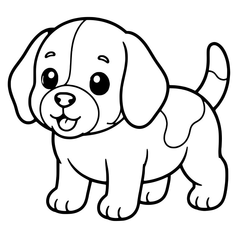 Standing Beagle Puppy with Tongue Out and Raised Tail — free animal SVG cut file
