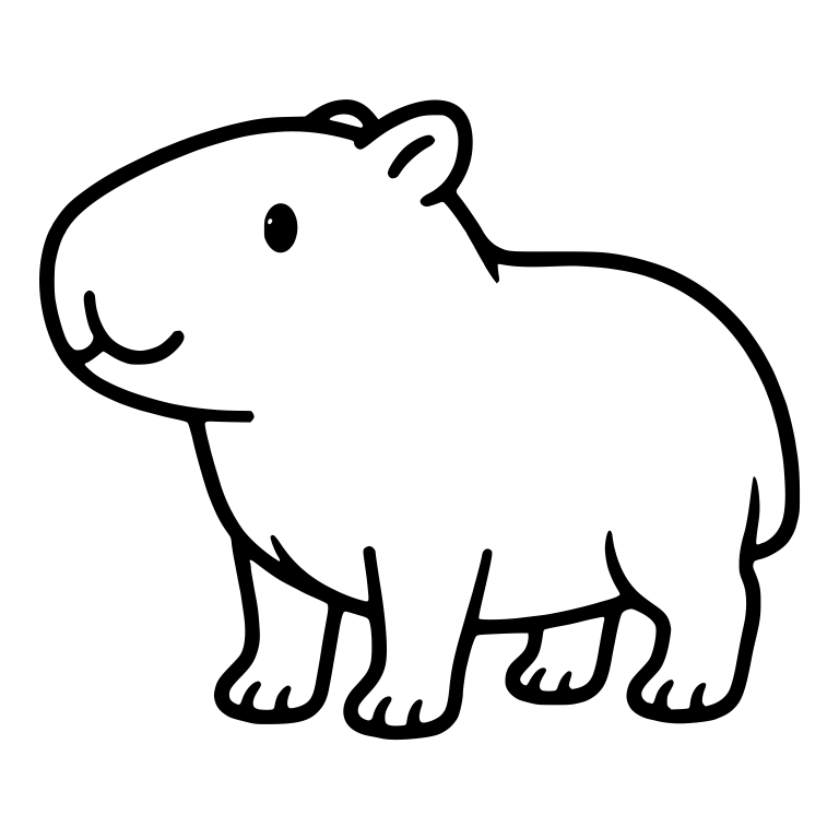 Smiling Capybara Standing in Profile Facing Left — free animal SVG cut file