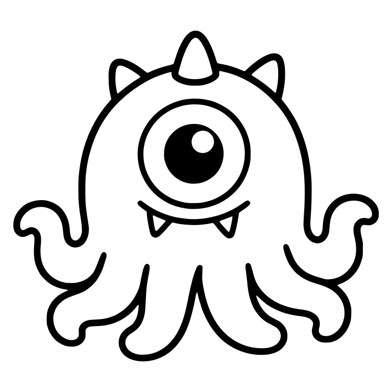 One-Eyed Tentacle Monster With Center Horn And Fangs — free fantasy-creature SVG cut file