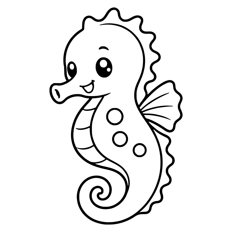 Three-Spot Seahorse With Open Smile and Two Eyes — free animal SVG cut file