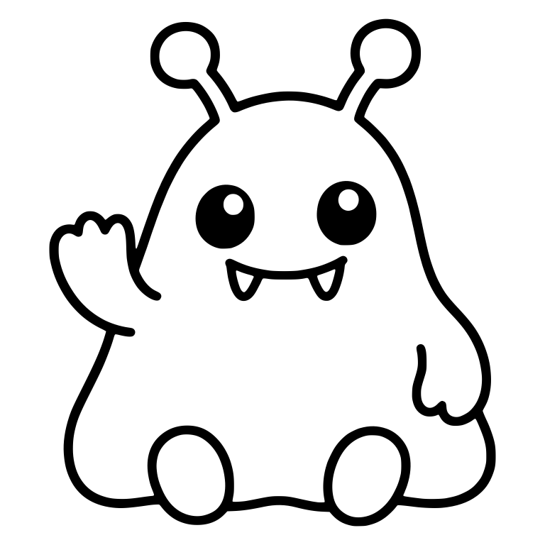 Waving Blob Monster With Two Antennae And Round Feet — free fantasy-creature SVG cut file